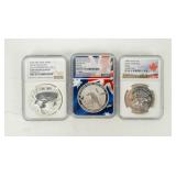 Coin (3) NGC Graded Silver 1 Oz Coins