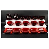 Vintage MCM Lot of 16 "Royal Ruby Anchorglass"