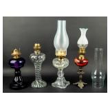 Antique / Vintage Lot of 7 Glass Oil Lamp Elements
