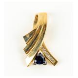 Jewelry 14kt Yellow Gold Blue Sapphire Pendant