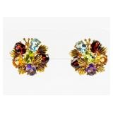 Jewelry 14kt Yellow Gold Gemstone Cluster Earrings