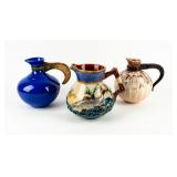 Lot of 3 Colorful Ceramic Pitchers / Jugs