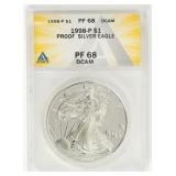 Coin 1998-P American Silver Eagle ANACS PF68 DCAM