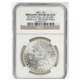Coin 1887  Morgan Silver Dollar NGC BU