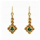 Jewelry 14kt Yellow Gold Green Stone Earrings
