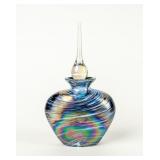 Metallic Rainbow Optical Art Glass Perfume Bottle