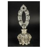 Ornate Starburst Perfume Bottle w / "Fan" Stopper