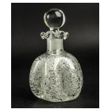 Colorless Crackle Glass Perfume BottleSigned