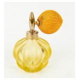VTG Satin Yellow Petal Motif Perfume Bottle
