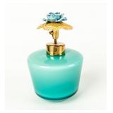 Vintage Teal Opaline Glass Perfume Bottle