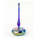 Cobalt Blue Iridescent Blown Glass Perfume Bottle