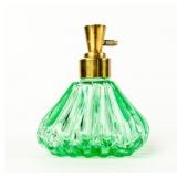 VTG Petite Green Crystal Pyramid Perfume Bottle