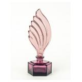 Plum-Colored Perfume Bottle w / "Fan" Stopper