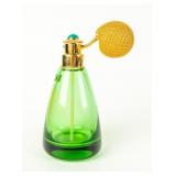 VTG Emerald GP Perfume Bottle w / Sea Green Finial