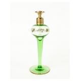VTG Bohemian Kelly Green & Gold Perfume Bottle
