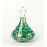 Metallic Iridescent Green Swirl Perfume Bottle