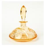 Art Deco Peach Crystal Perfume Bottle