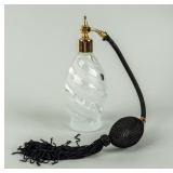 Vintage Frosted Swirl Glass Perfume Bottle