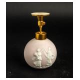 Vintage Pink Jasperware Perfume Bottle - DeVilbiss