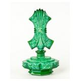 Antique Malachite Glass Perfume Bottle w / "Fan" S