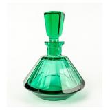 Emerald Glass Perfume Bottle w / Matching Stopper