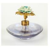 VTG Ormolu & Purple-Blue Crystal Perfume Bottle