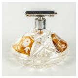 Cut-Crystal Faceted Amber Floral Perfume Bottle