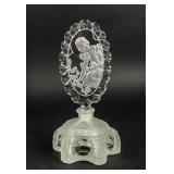 Bohemian Etched Perfume Bottle w / Lady Figure
