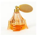 Vintage Bohemian Peach-Pink Glass Perfume Bottle