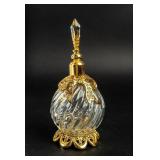 Swirled Perfume Bottle w / Ormolu Bow by Glass Act