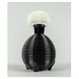 Art Deco-Inspired, Grooved Black Glass Perfume Bot