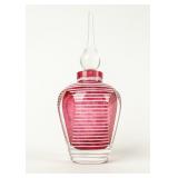 Cranberry & White Striped Glass Perfume Bottle