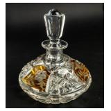 Cut-Crystal Faceted Amber Panel Perfume Bottle