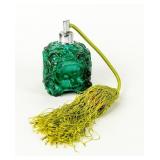 Vintage Bohemian Malachite Glass Perfume Bottle