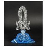 Faceted Glass Perfume Bottle w / "Fan" Stopper