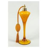 Vintage Golden Amber Swirl Crystal Perfume Bottle