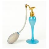 VTG Azure Satin Glass Perfume Bottle by DeVilbiss