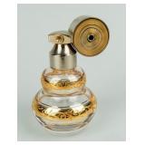 Colorless Perfume Bottle w / Gold Vine Motifs