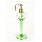 VTG Bohemian Shamrock Green & Gold Perfume Bottle