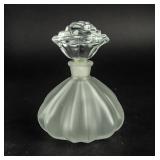 Pleated Frosted Glass Perfume Bottle Rose Finial
