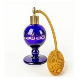 Cobalt Glass Verre Églomisé Perfume Bottle