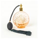 Spherical Peach-Pink Sunburst Swirl Perfume Bottle