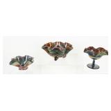 VTG MCM Lot of 3 Rainbow Carnival Glass Bowls
