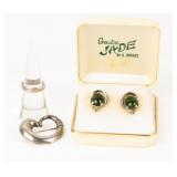 Jewelry Lot Sterling Silver Jade Earrings +