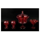 VTG MCM Lot of 4 Ruby / Amberina Cadmium Crystal