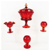 VTG MCM Lot of 4 Ruby / Amberina Cadmium Crystal