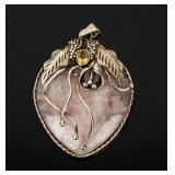 Jewelry Sterling / Pink Jade / Citrine Pendant
