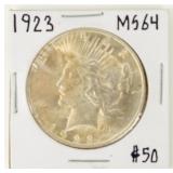 Coin 1923 Peace Silver Dollar in Brilliant Unc.