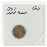 Coin 1857 United States Half Dime in Fine