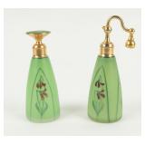 VTG Set of 2 Green Perfume Bottles by DeVilbiss